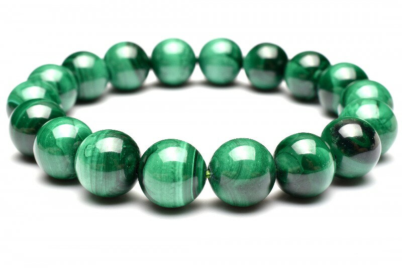  1点物 美麗 縞模様 マラカイト(孔雀石) 11-11.5mm ブレスレット _MC4374
