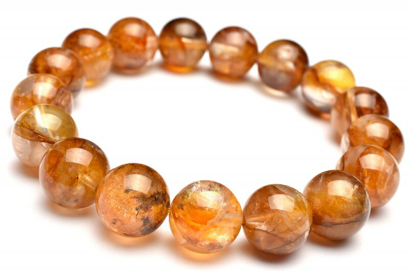  1点物 希少 マダガスカル産 ライモナイトインクォーツ 11.5mm ブレス...