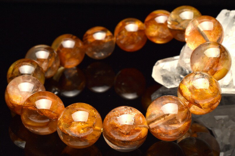 【1点物】希少◇マダガスカル産 ライモナイトインクォーツ　15.5mm　ブレスレット _MC4378