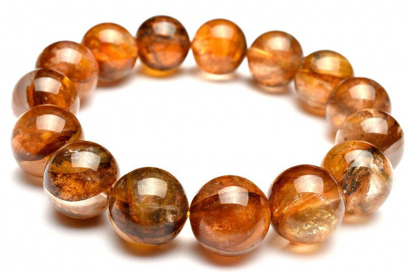  1点物 希少 マダガスカル産 ライモナイトインクォーツ 15.5mm ブレス...