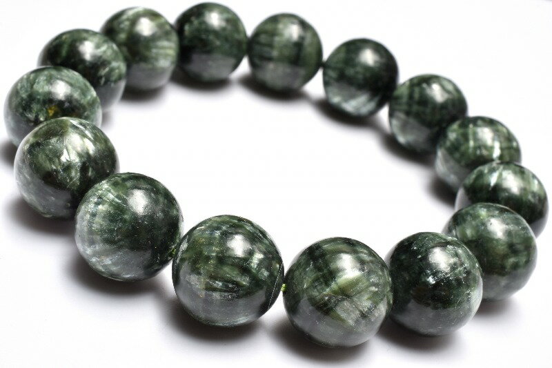  1点物 シルキーな輝き セラフィナイト 15mm ブレスレット _MC4464