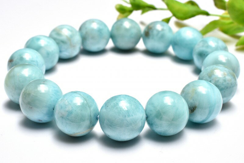  1点物 瑞々しい艶感 ラリマー 13.5mm ブレスレット _MC4542