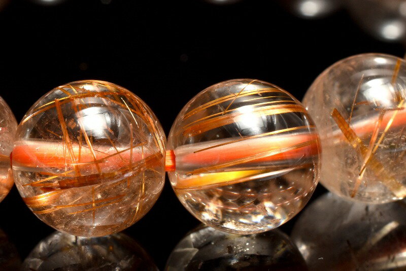  1点物 透明 内包美 ブロンズルチルクォーツ 9mm ブレスレット _MC4545