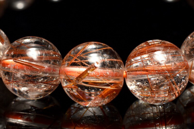  1点物 透明 内包美 ブロンズルチルクォーツ 9mm ブレスレット _MC4546