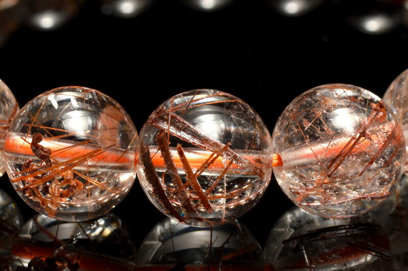  1点物 透明 内包美 ブロンズルチルクォーツ 9.5mm ブレスレット _MC4547