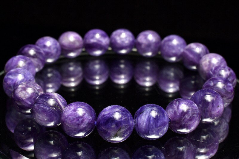  1点物 AAAA高発色 癒やしの石 チャロアイト 9.5mm ブレスレット _MC4662