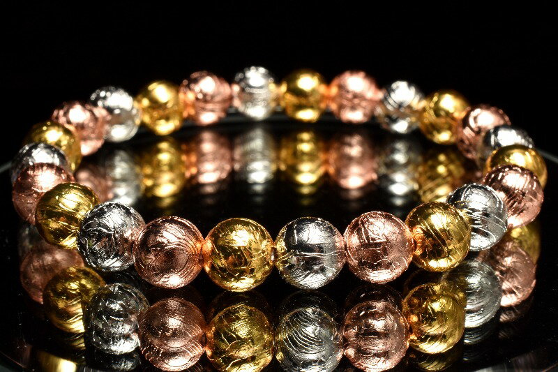 【1点物】宇宙からの贈り物 MIX メテオライト(アルタイ隕石) 8mm ブレスレット _MC4681