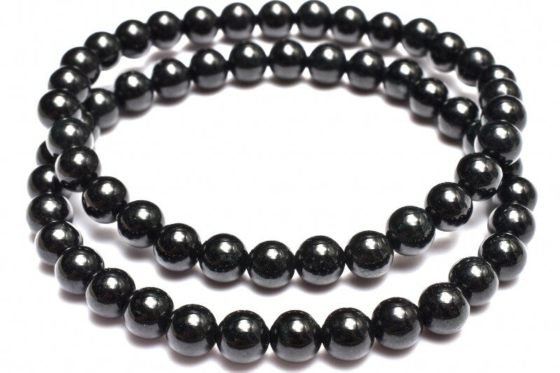 希少 ミャンマー産 黒翡翠(ジェダイト) 6mm ブレスレット 1個売り _BG63...