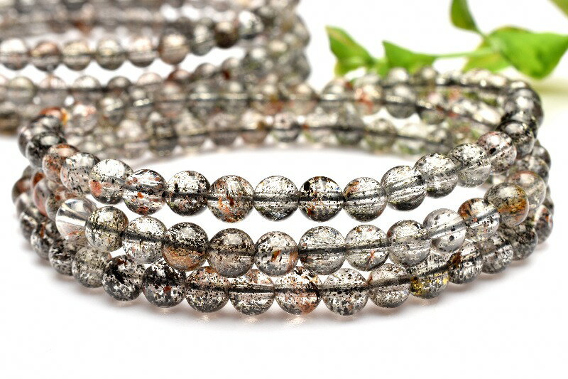 希少共生 オージャイトガーネットインクォーツ 5mm 3連タイプ ブレスレ...