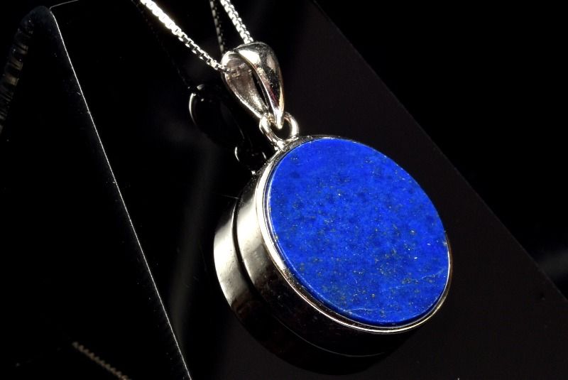  1点物 Silver925 天然無着色 ラピスラズリ 16mm コイン ペンダントト...