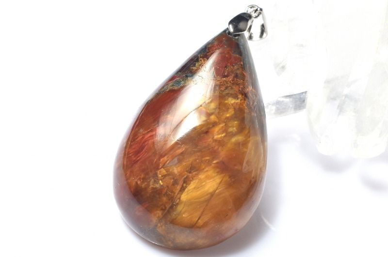 【1点物】Silver925◇シリカ共生 ピーターサイト　36x22mm　ドロップ ペンダントトップ _PC9094