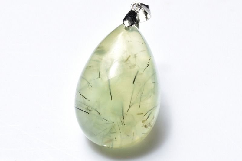  1点物 Silver925 艶感 プレナイト 29x19mm ドロップ ペンダントトッ...