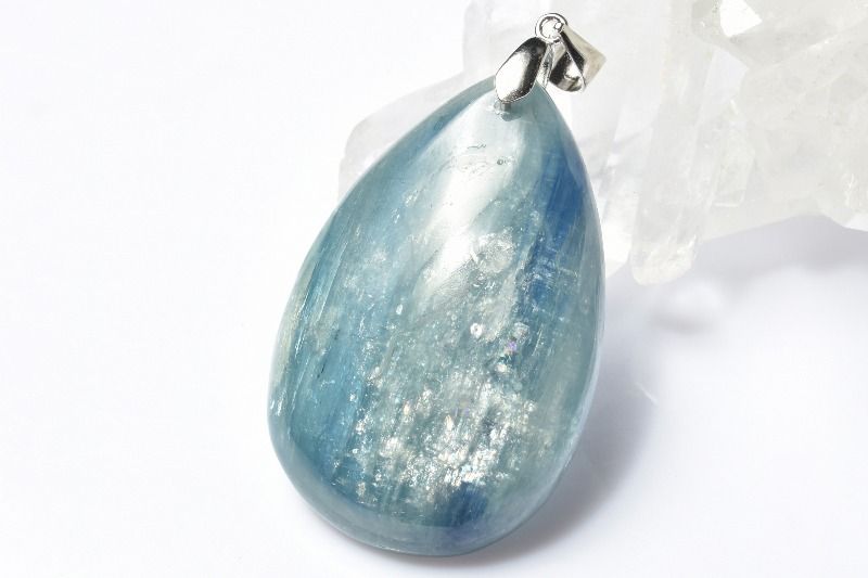  1点物 Silver925 天然無着色 カイヤナイトシリカ 38x25mm ドロップ ...