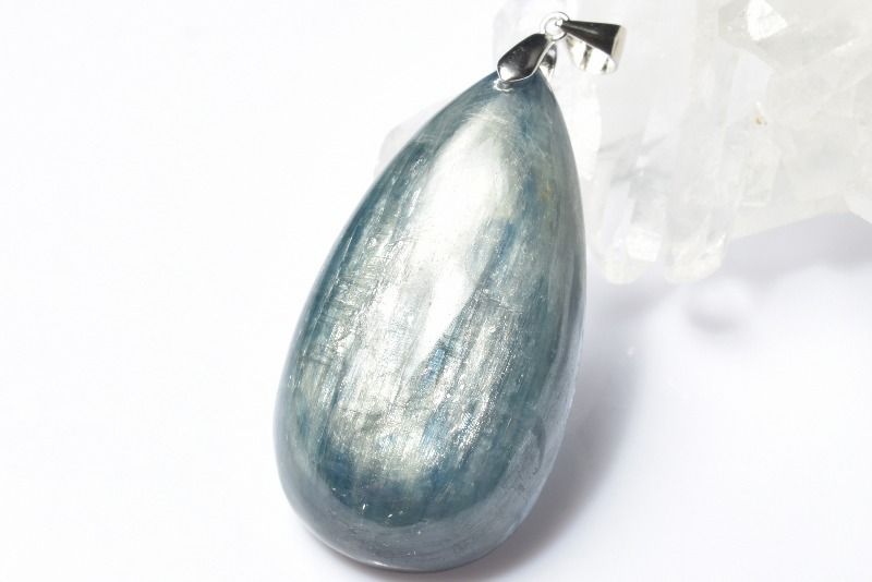  1点物 Silver925 天然無着色 カイヤナイトシリカ 41x23mm ドロップ ...