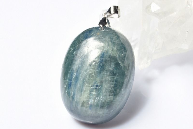  1点物 Silver925 天然無着色 カイヤナイトシリカ 34x25mm オーバル ...