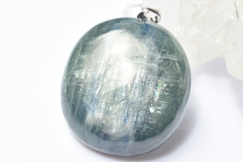  1点物 Silver925 天然無着色 カイヤナイトシリカ 41x38mm オーバル ...