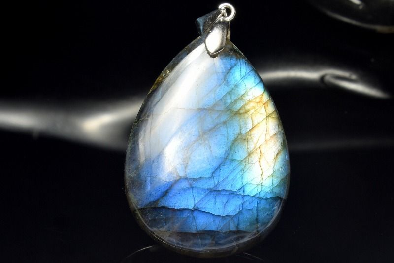  1点物 Silver925 ブルーシラー ラブラドライト 32x22mm ドロップ ペ...