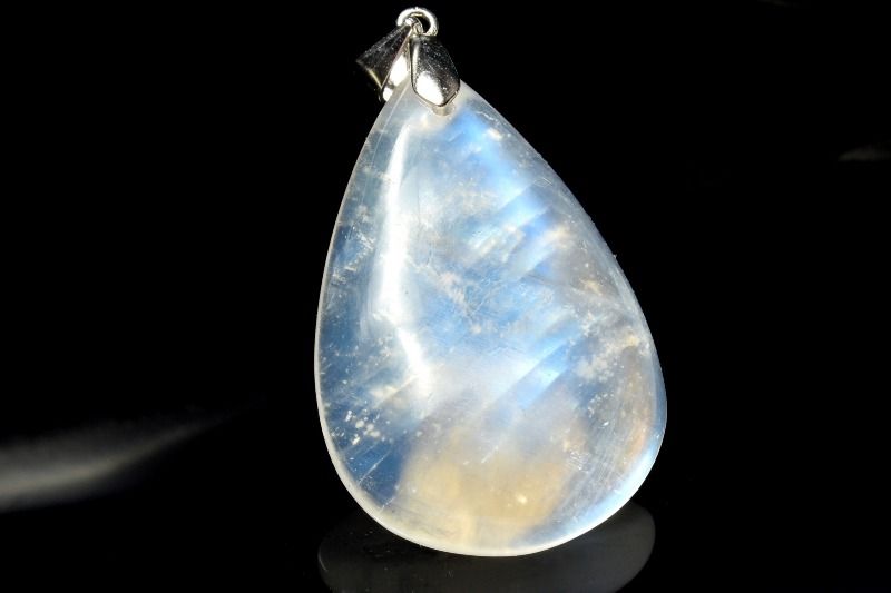  1点物 Silver925 インド産 ブルームーンストーン 31x21mm ドロップ ...