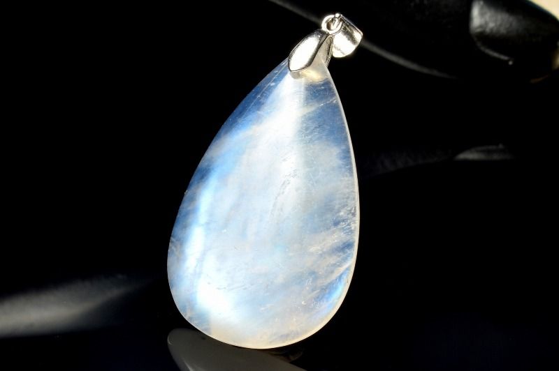  1点物 Silver925 インド産 ブルームーンストーン 35x22mm ドロップ ...