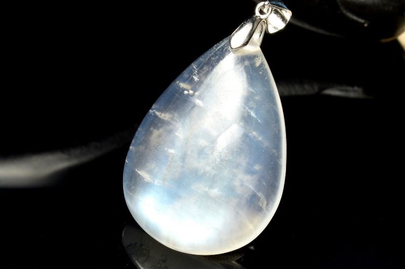  1点物 Silver925 インド産 ブルームーンストーン 34x23mm ドロップ ...