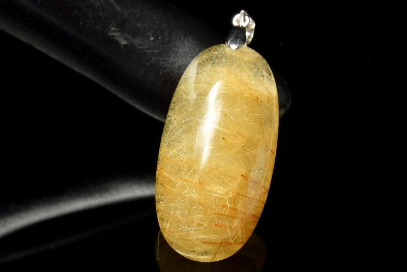  1点物 Silver925 たっぷり針内包 ゴールドルチルクォーツ 33x17mm オ...