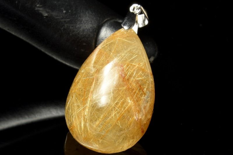  1点物 Silver925 たっぷり針内包 ゴールドルチルクォーツ 29x19mm ド...