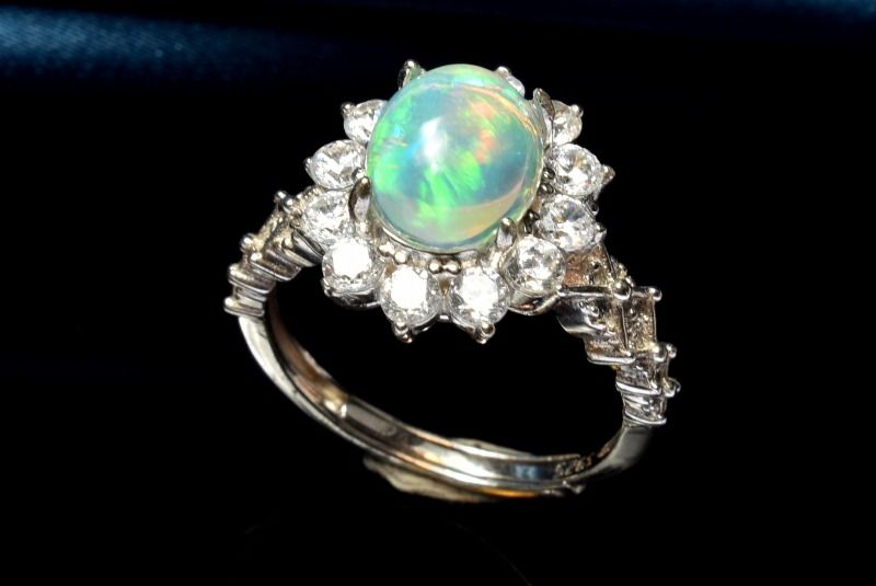  1点物 Silver925 虹色の遊色 プレシャスオパール 8x6mm オーバル 指...