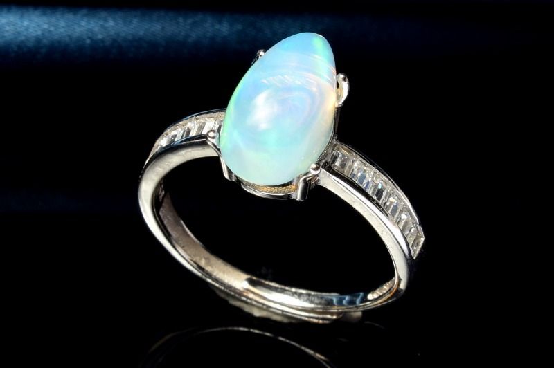  1点物 Silver925 虹色の遊色 プレシャスオパール 12x7mm ドロップ 指...