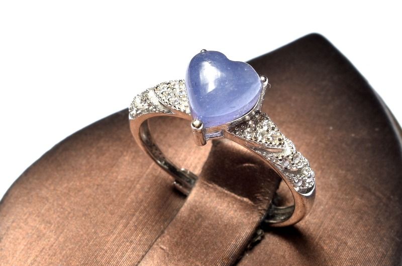 Silver925 タンザナイト 7x7mm ハート 指輪リング(サイズ調整可) 1個売...