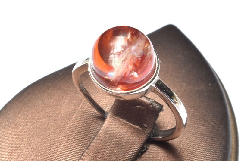 Silver925 ライモナイトインクォーツ 10mm カボッション 指輪リング(サ...