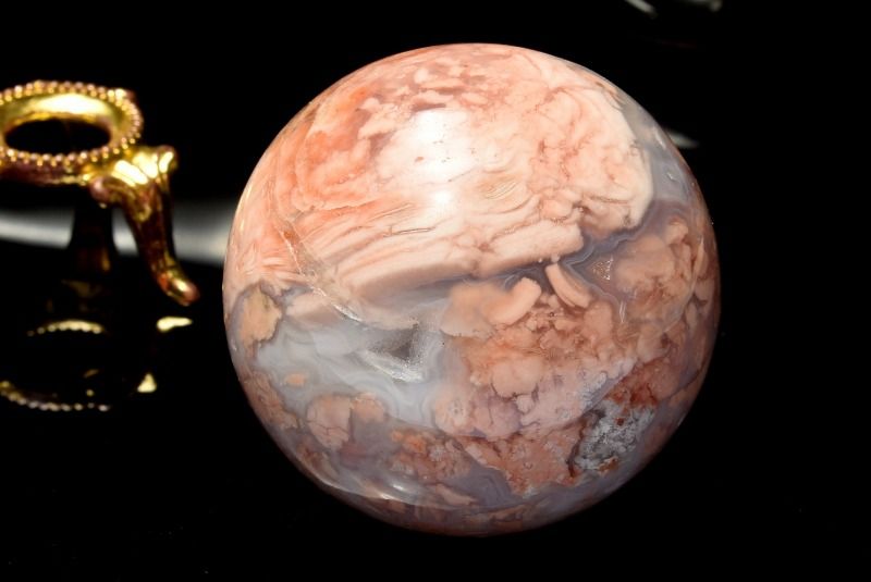  1点物 ベトナム産 ジオード チェリーブロッサムアゲート 40mm 丸玉(...