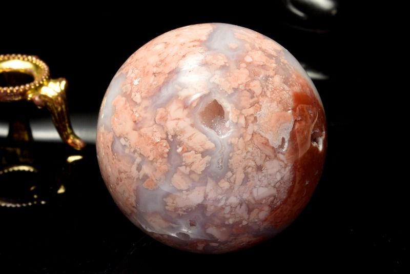  1点物 ベトナム産 ジオード チェリーブロッサムアゲート 40.5mm 丸玉...