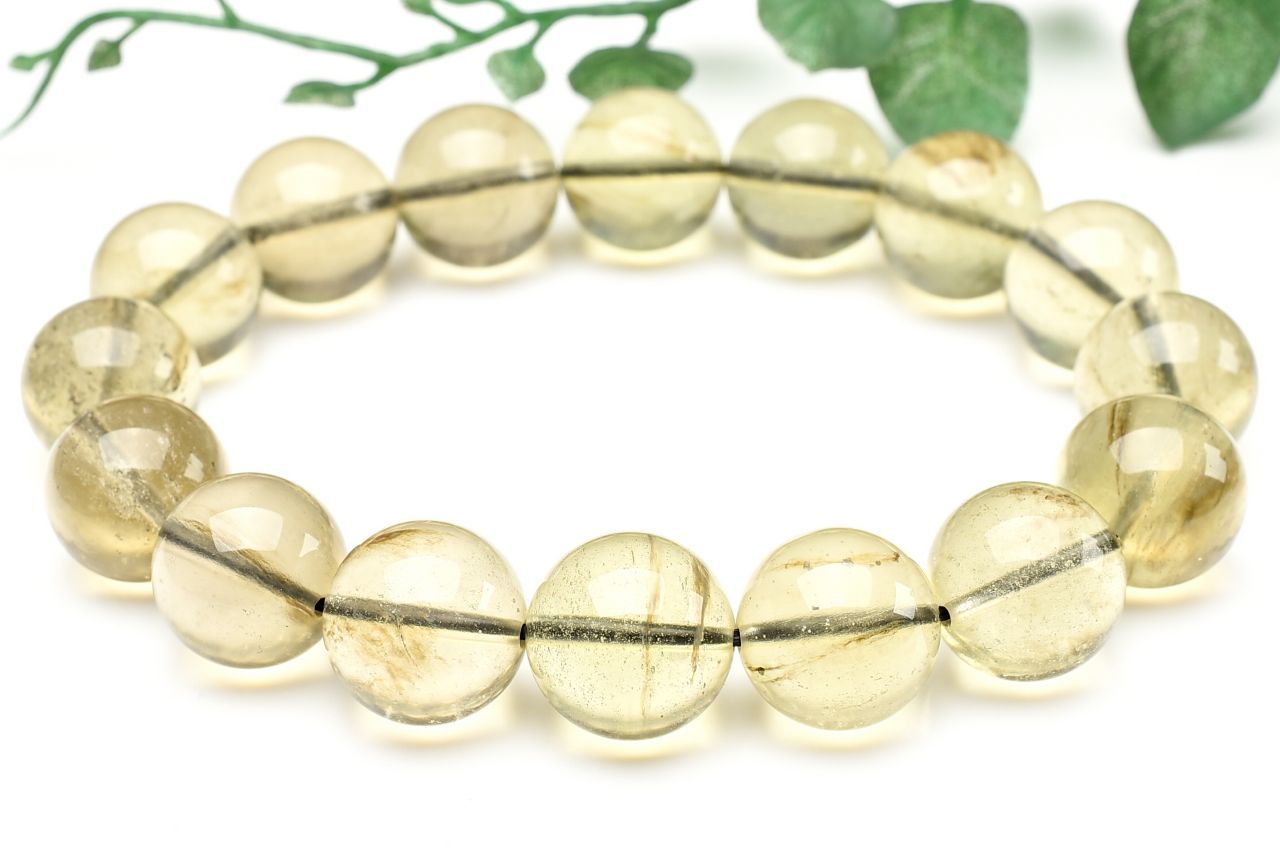 Rakuten - 【20％OFF!】【1点物】AA+希少☆ブラックファントム入り リビアングラス　13.5mm ブレスレット アクセサリー _U9027