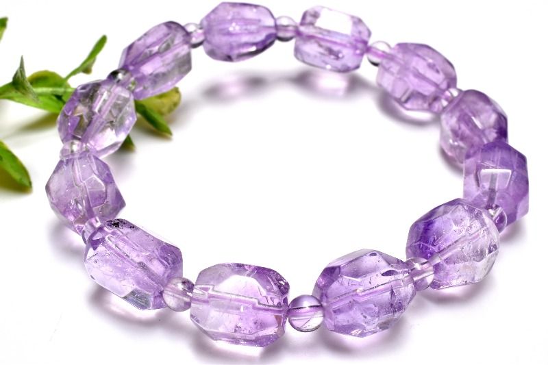 【1点物】透明◇バイカラー アメトリン　11.5-13x9.5-11(丸玉4.5)mm　原石ラフカット ブレスレット アク..