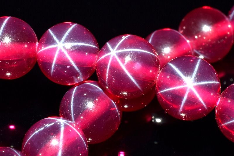 【1点物】6条スター スタールビー(合成コランダム)　8mm ブレスレット アクセサリー _MC4890(3.0)