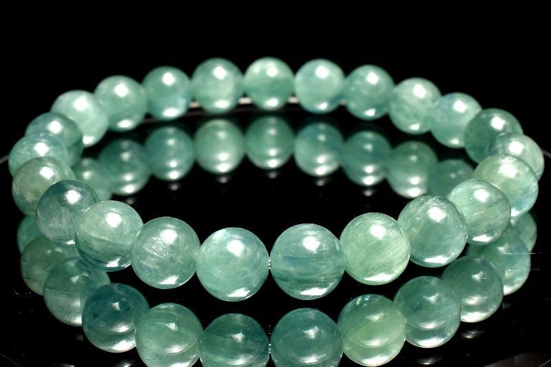 【1点物】希少◇人気カラー ブルーグリーンカイヤナイト　8mm ブレスレット アクセサリー _MC4917