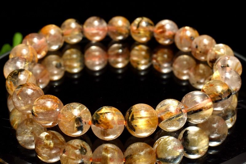 【1点物】母岩入り ヘマタイトインタイチンルチルクォーツ　8mm ブレスレット アクセサリー _MC4925
