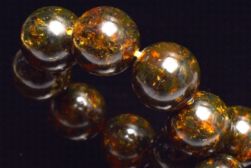 【1点物】ロシア産 アンバー琥珀(薬珀)　12.5mm ブレスレット アクセサリー _MC4967