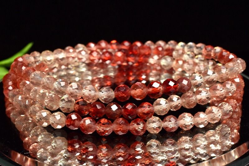 【1点物】AAA☆数量限定！聖石 アンデシン 4.5mm 3連タイプ ボールカットグラデーション ブレスレット アクセサリー _MC5073