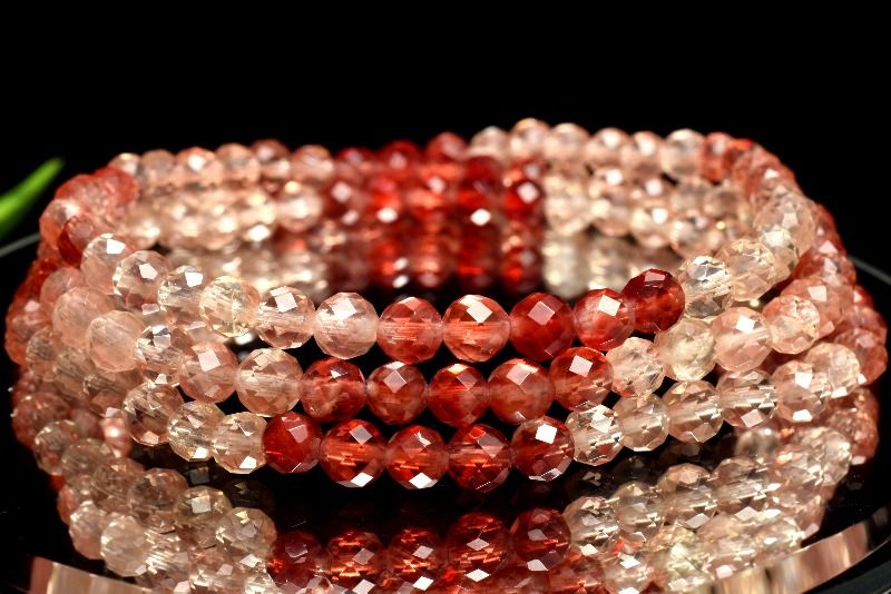 【1点物】AAA☆数量限定！聖石 アンデシン 4.5mm 3連タイプ ボールカットグラデーション ブレスレット アクセサリー _MC5074