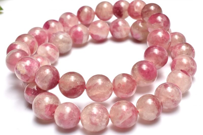 梅の花 ピンクトルマリンインレピドライトシリカ　9-9.5mm ブレスレット アクセサリー _BG6336-9-95(3.0)