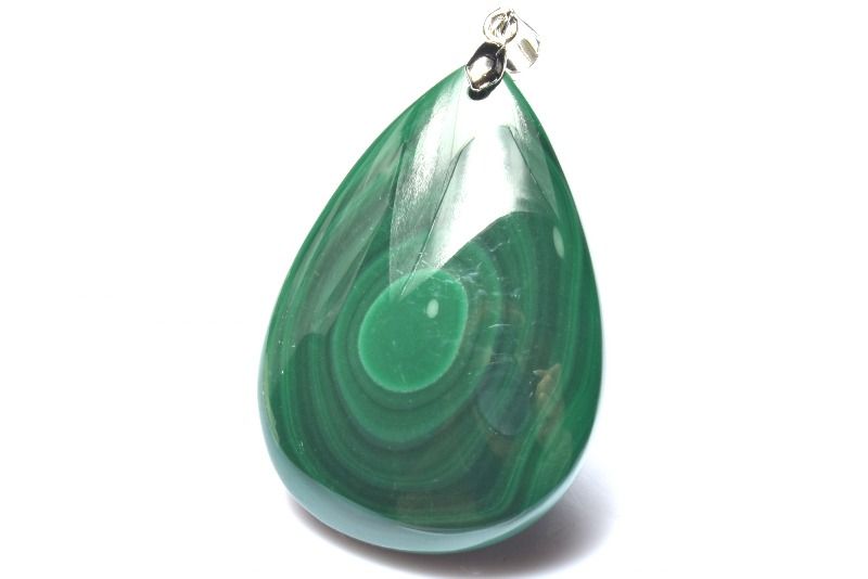 【1点物】天然高発色◇天眼模様 マラカイト(孔雀石)　42x30mm　ドロップ ペンダントトップ アクセサリー _PC9272...