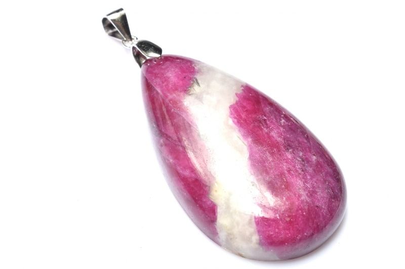 【1点物】Silver925◇希少共生 ルビーインクォーツ　39x22mm　ドロップ ペンダントトップ アクセサリー _PC9357