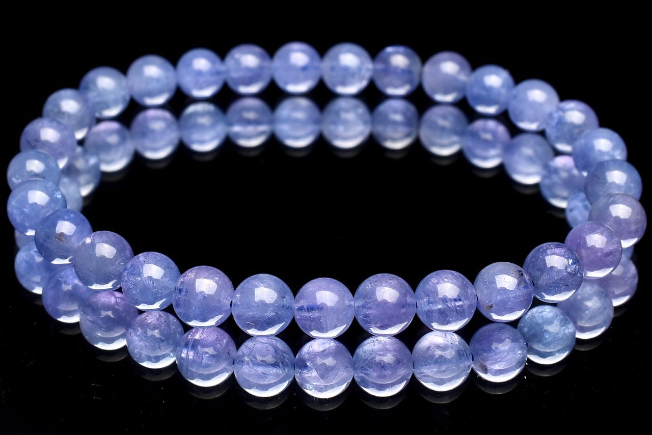【1点物】AAA☆タンザニアの希少石 タンザナイト 6mm ブレスレット アクセサリー _U9107