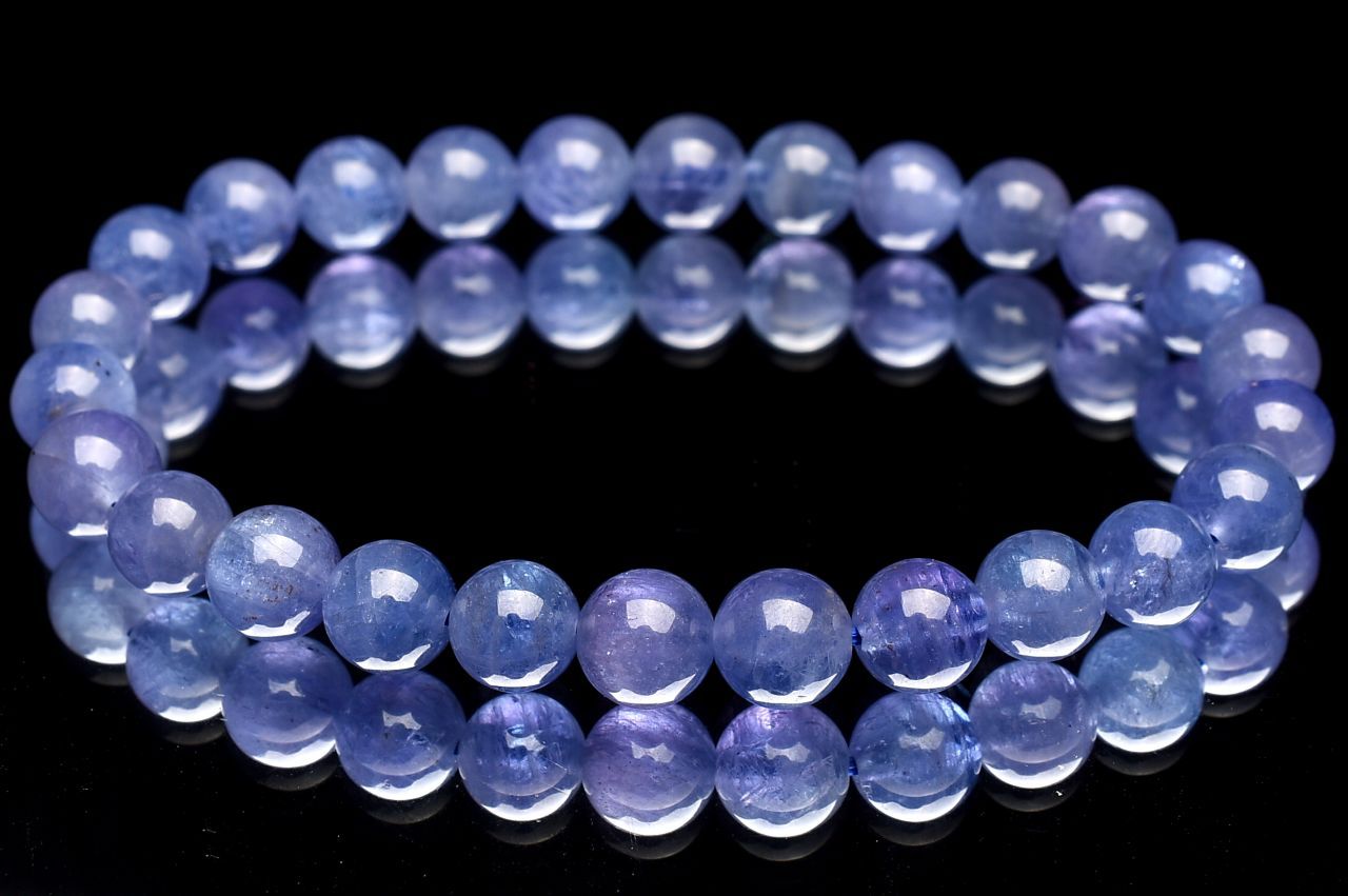 【1点物】AAA☆タンザニアの希少石 タンザナイト 7mm ブレスレット アクセサリー _U9108
