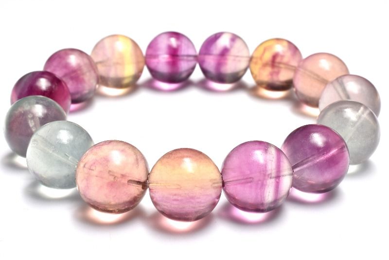 【20％OFF!】【1点物】バイカラー フローライト　14mm ブレスレット アクセサリー _MC5082