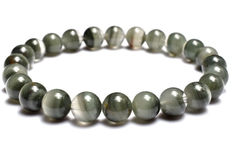 【20％OFF!】【1点物】地層模様 グリーンファントムクォーツ　7.5mm ブレスレット アクセサリー _MC5217