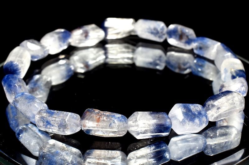 【1点物】高発色◇希少形状 デュモルチェライトインクォーツ 10.5-13x6.5-8mm 原石ラフカット ブレスレット アクセサリー _MC5301