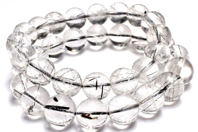 ブラックトルマリンインクォーツ　12mm ブレスレット アクセサリー 1個売り _BG6346-12