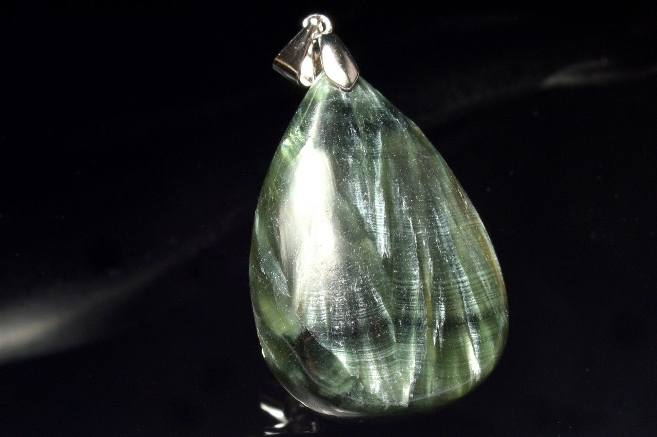 【1点物】Silver925◇ロシア産 セラフィナイト 30x22mm ドロップ ペンダントトップ アクセサリー _PC9659